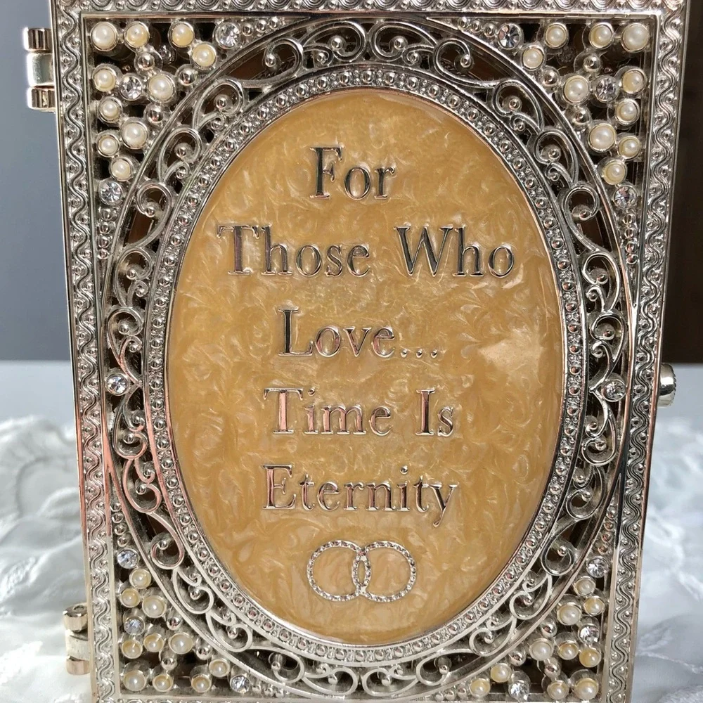 Vintage Danbury Crystal & Pearls Marriage Love Clock